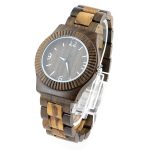 full walnut and round dial natural watch side view