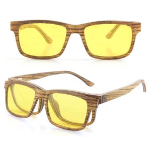 Mixed wholesale zebra wood laminated glasses clip-on sunglasses wood laminated clip on shade